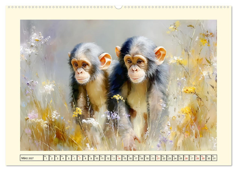 Schimpansen. Freude und Abenteuer im Dschungelreich (CALVENDO Wandkalender 2027)