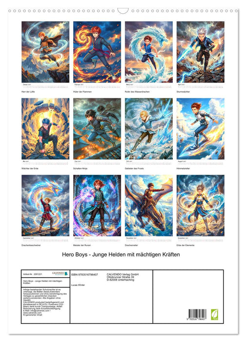 Hero Boys - Junge Helden mit mächtigen Kräften (CALVENDO Wandkalender 2027)