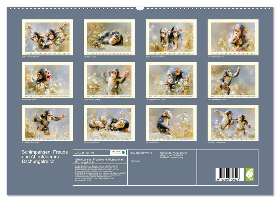 Schimpansen. Freude und Abenteuer im Dschungelreich (CALVENDO Premium Wandkalender 2027)