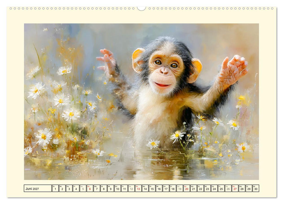 Schimpansen. Freude und Abenteuer im Dschungelreich (CALVENDO Premium Wandkalender 2027)