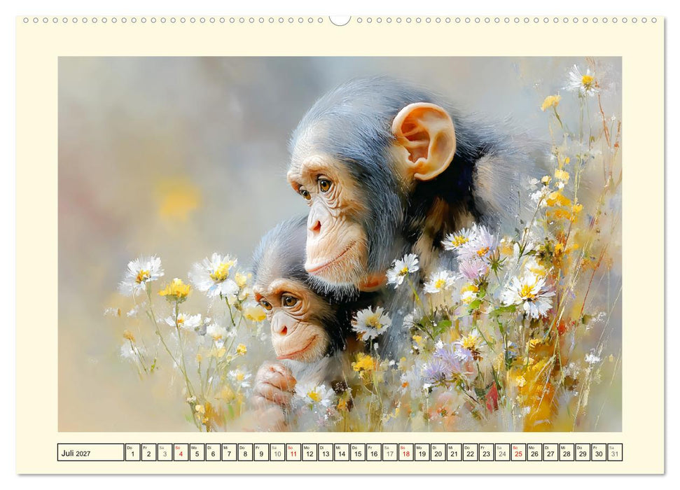 Schimpansen. Freude und Abenteuer im Dschungelreich (CALVENDO Premium Wandkalender 2027)