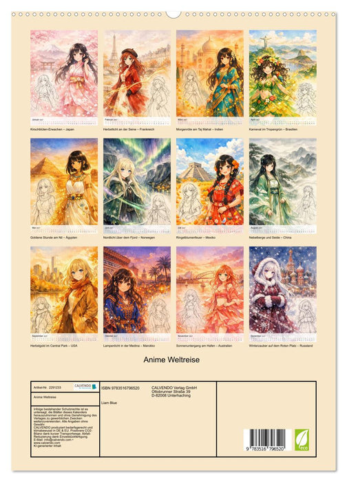 Anime Weltreise (CALVENDO Premium Wandkalender 2027)