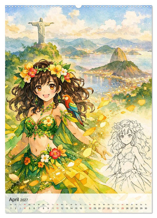 Anime Weltreise (CALVENDO Premium Wandkalender 2027)