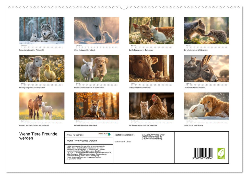 Wenn Tiere Freunde werden (CALVENDO Premium Wandkalender 2027)