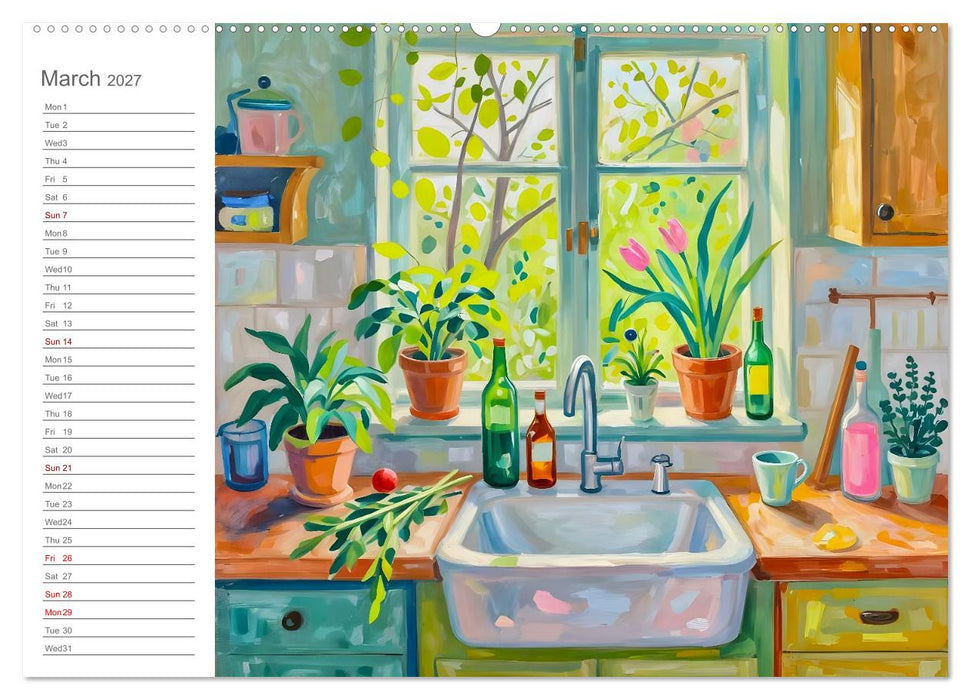 Painted Kitchen Moments - Twelve expressive interiors (CALVENDO Monthly Calendar 2027)
