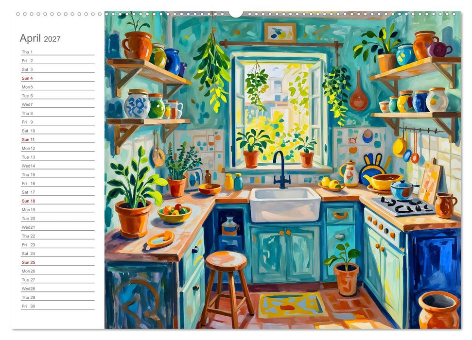 Painted Kitchen Moments - Twelve expressive interiors (CALVENDO Monthly Calendar 2027)