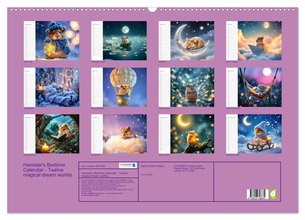 Hamster's Bedtime Calendar - Twelve magical dream worlds (CALVENDO Monthly Calendar 2027)