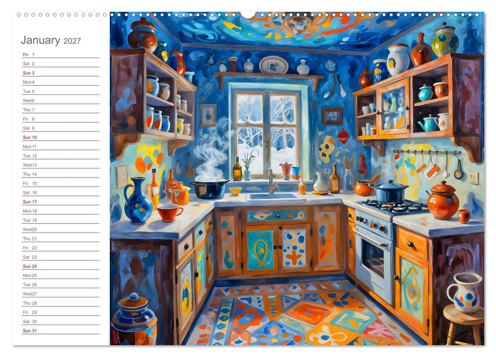 Painted Kitchen Moments - Twelve expressive interiors (CALVENDO Premium-Calendar 2027)