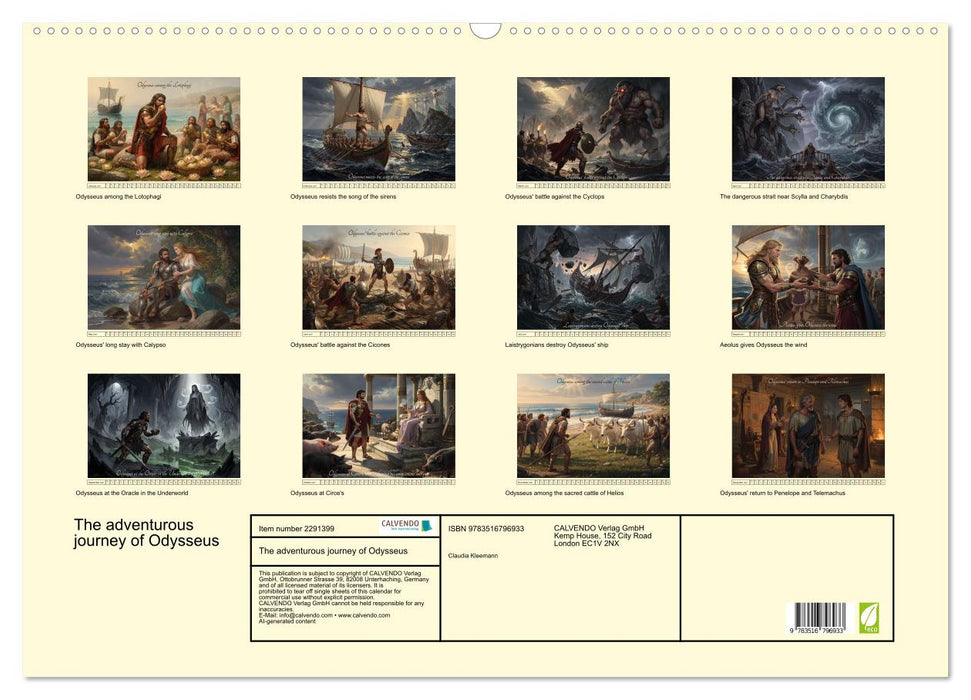 The adventurous journey of Odysseus (CALVENDO Monthly Calendar 2027)
