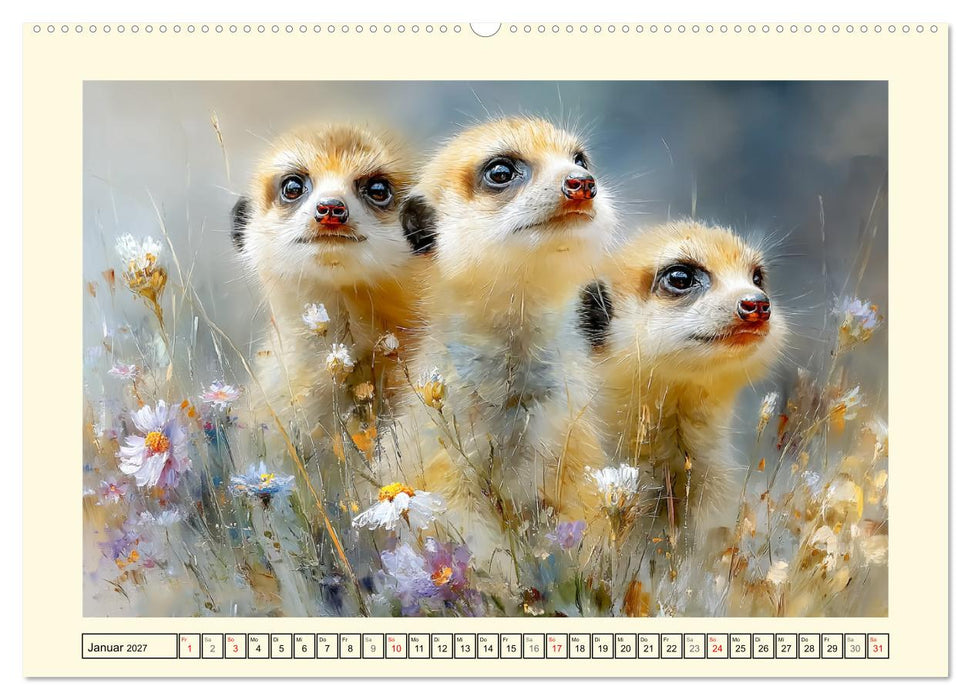 Erdmännchen. Kleine Helden der Savanne (CALVENDO Wandkalender 2027)