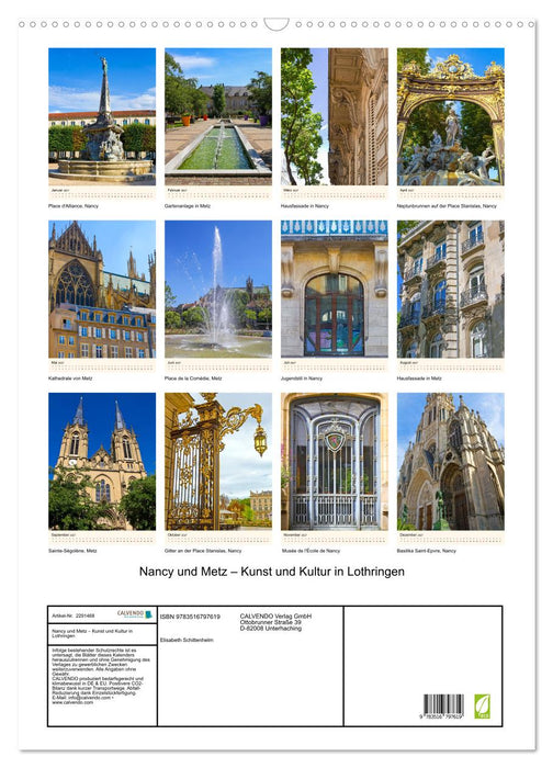 Nancy und Metz – Kunst und Kultur in Lothringen (CALVENDO Wandkalender 2027)