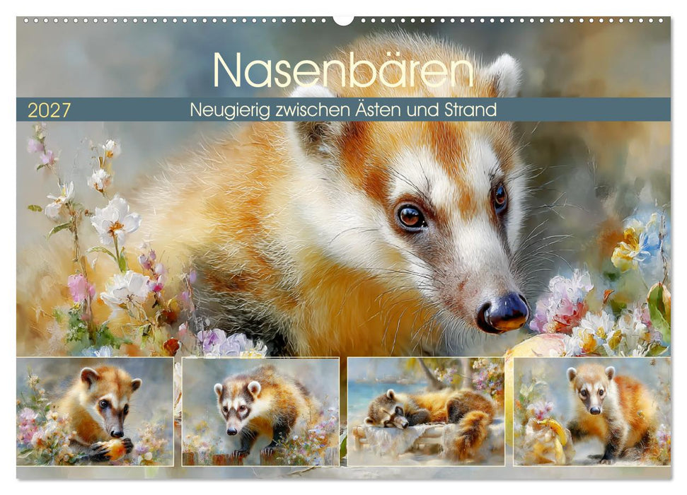 Nasenbären. Neugierig zwischen Ästen und Strand (CALVENDO Wandkalender 2027)