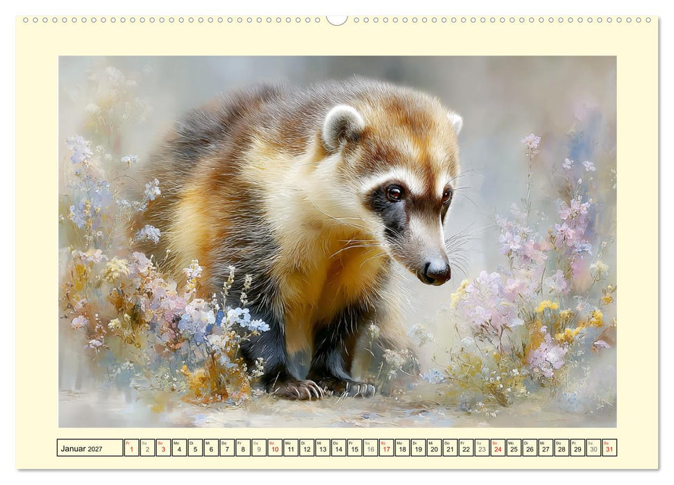 Nasenbären. Neugierig zwischen Ästen und Strand (CALVENDO Wandkalender 2027)