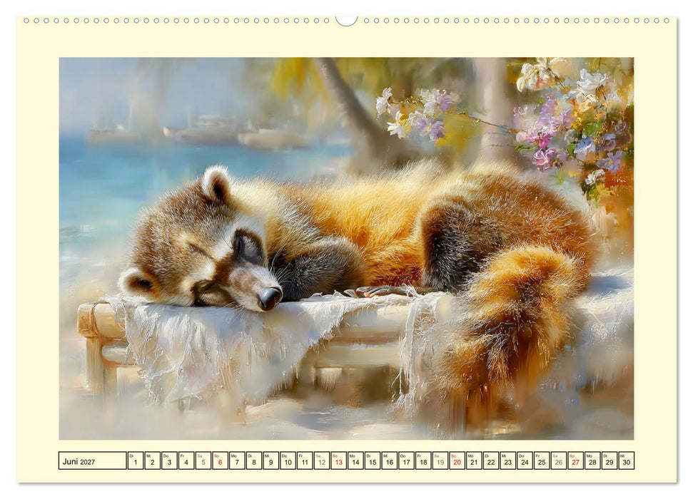 Nasenbären. Neugierig zwischen Ästen und Strand (CALVENDO Wandkalender 2027)