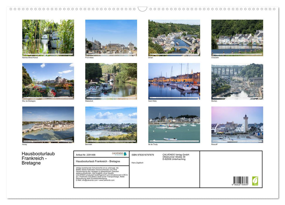 Hausbooturlaub Frankreich - Bretagne (CALVENDO Wandkalender 2027)