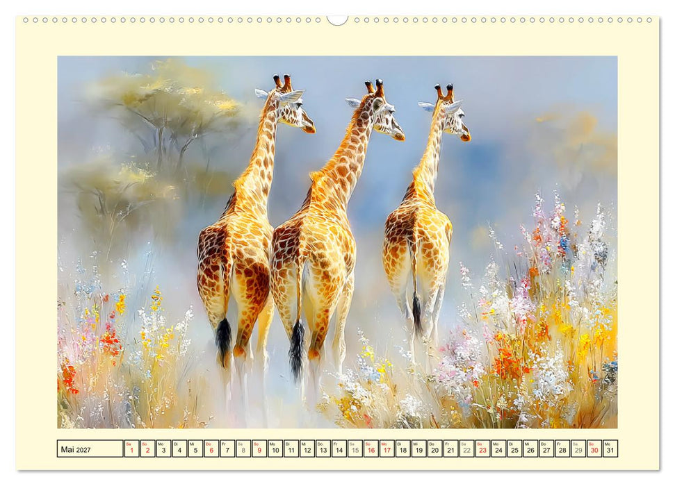 Giraffen. Anmut in weiter Landschaft (CALVENDO Wandkalender 2027)
