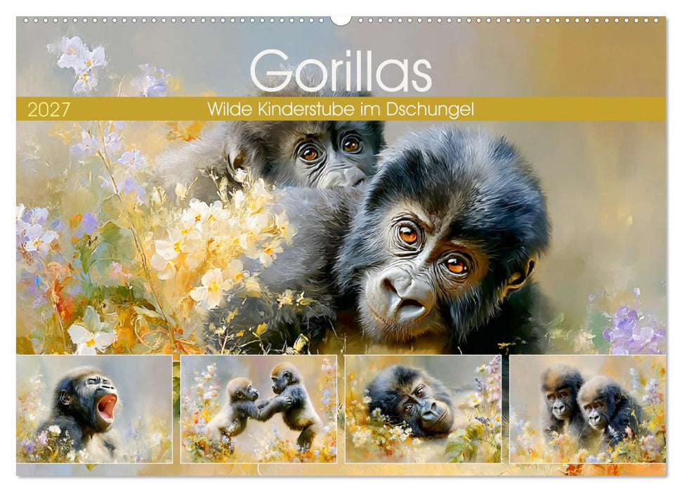 Gorillas. Wilde Kinderstube im Dschungel (CALVENDO Wandkalender 2027)