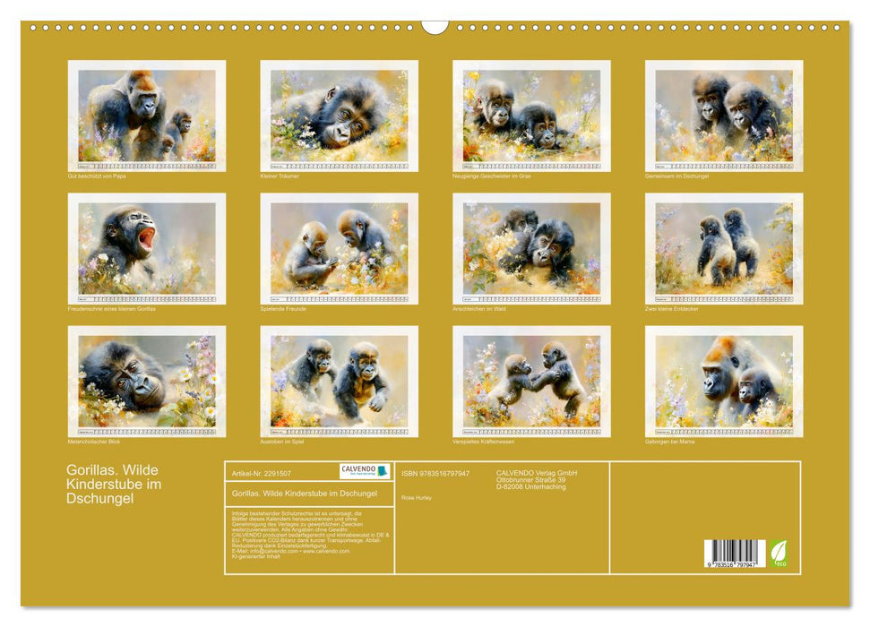 Gorillas. Wilde Kinderstube im Dschungel (CALVENDO Wandkalender 2027)