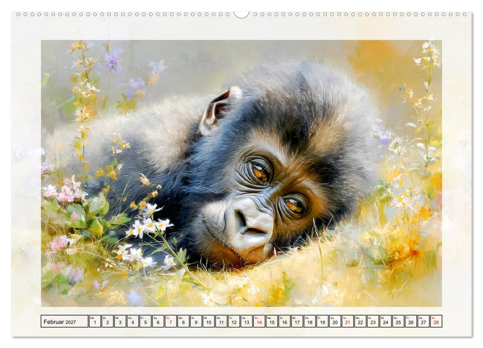 Gorillas. Wilde Kinderstube im Dschungel (CALVENDO Wandkalender 2027)
