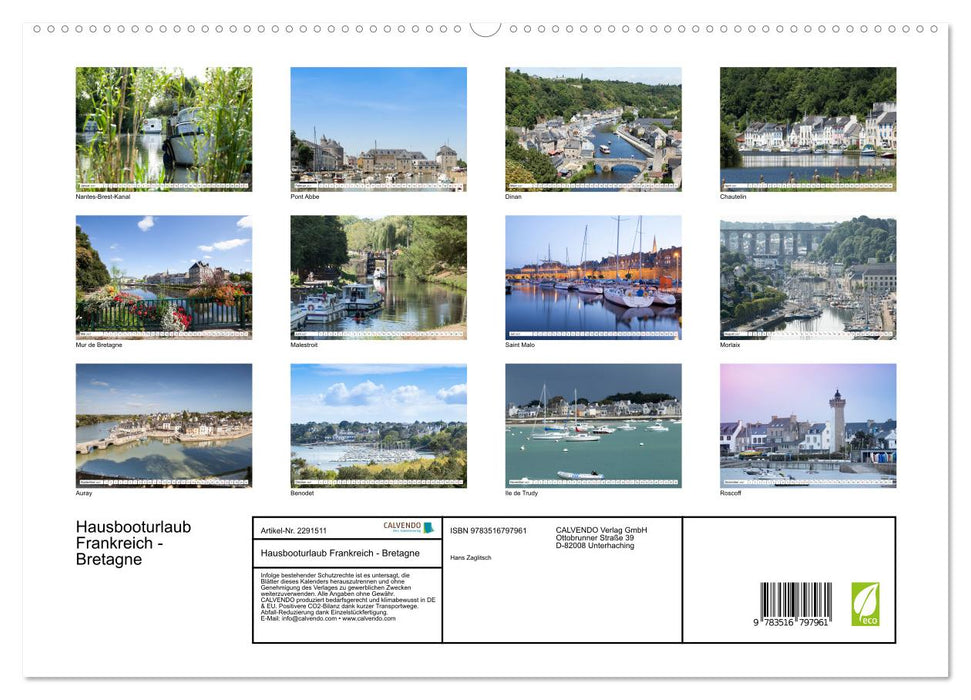 Hausbooturlaub Frankreich - Bretagne (CALVENDO Premium Wandkalender 2027)