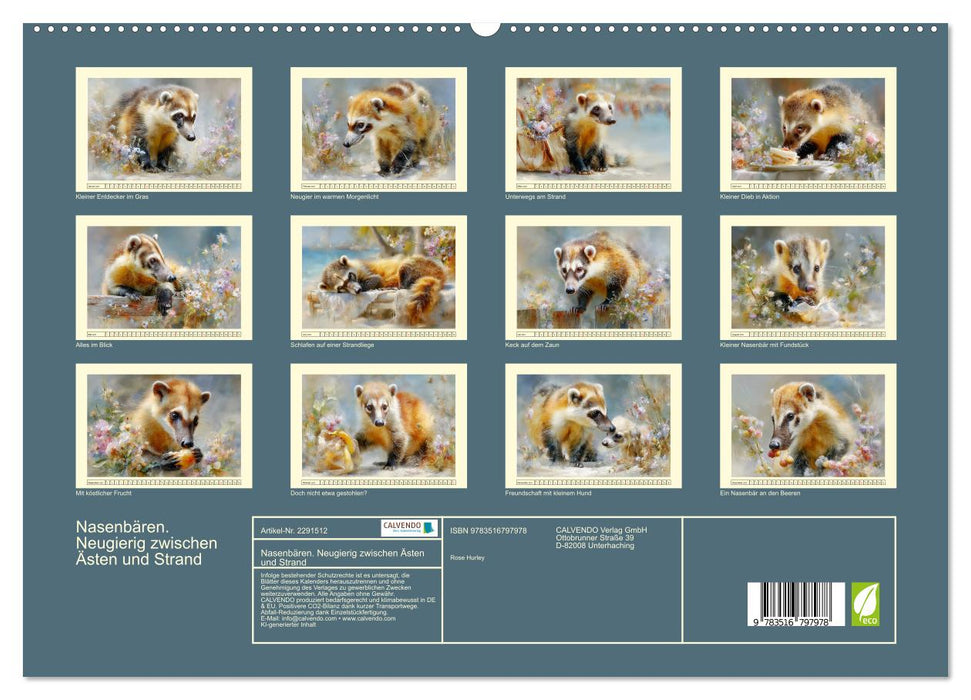 Nasenbären. Neugierig zwischen Ästen und Strand (CALVENDO Premium Wandkalender 2027)