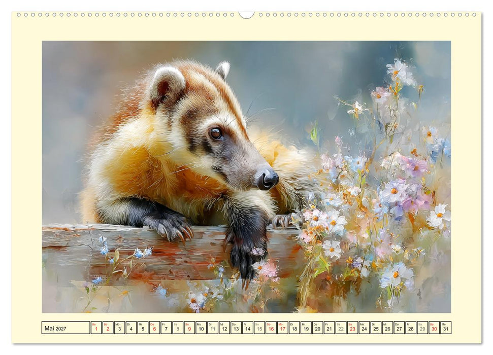 Nasenbären. Neugierig zwischen Ästen und Strand (CALVENDO Premium Wandkalender 2027)