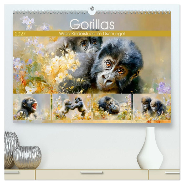 Gorillas. Wilde Kinderstube im Dschungel (CALVENDO Premium Wandkalender 2027)