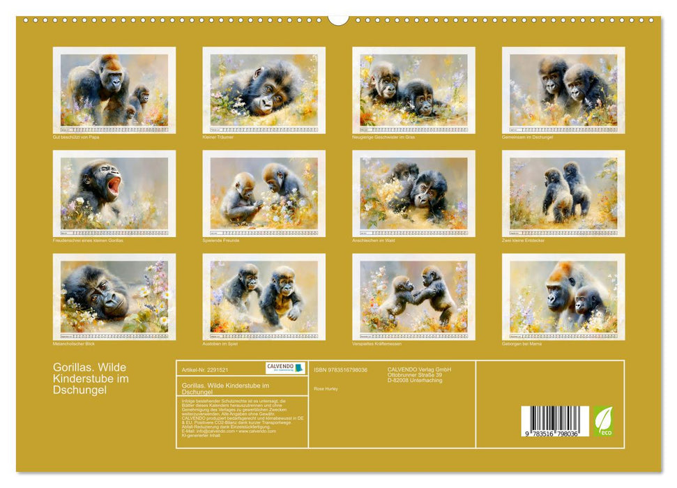 Gorillas. Wilde Kinderstube im Dschungel (CALVENDO Premium Wandkalender 2027)