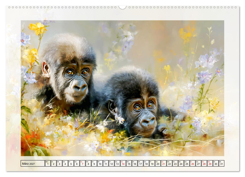 Gorillas. Wilde Kinderstube im Dschungel (CALVENDO Premium Wandkalender 2027)