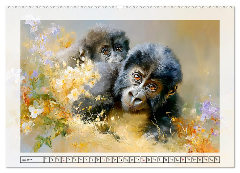 Gorillas. Wilde Kinderstube im Dschungel (CALVENDO Premium Wandkalender 2027)