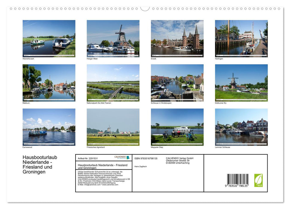 Hausbooturlaub Niederlande - Friesland und Groningen (CALVENDO Premium Wandkalender 2027)