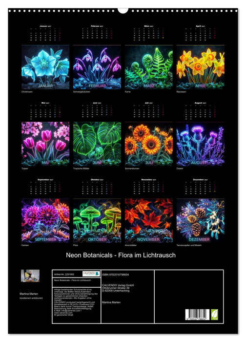 Neon Botanicals - Flora im Lichtrausch (CALVENDO Wandkalender 2027)