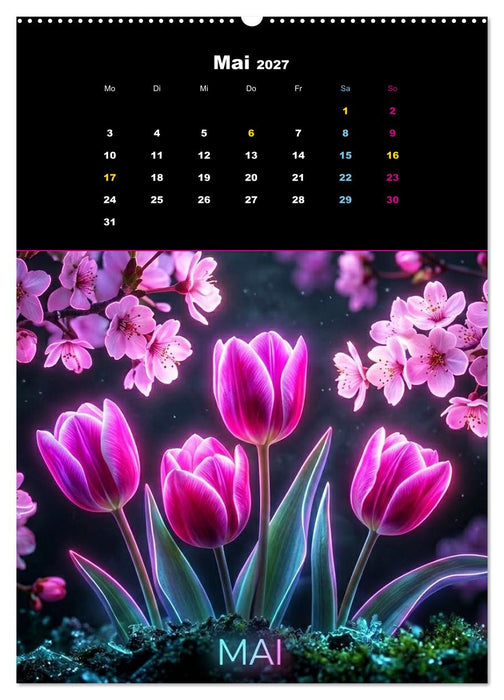 Neon Botanicals - Flora im Lichtrausch (CALVENDO Wandkalender 2027)