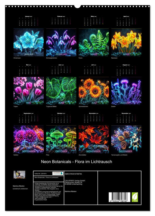 Neon Botanicals - Flora im Lichtrausch (CALVENDO Premium Wandkalender 2027)