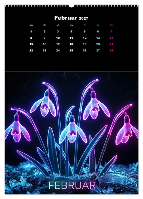Neon Botanicals - Flora im Lichtrausch (CALVENDO Premium Wandkalender 2027)