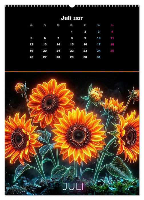 Neon Botanicals - Flora im Lichtrausch (CALVENDO Premium Wandkalender 2027)