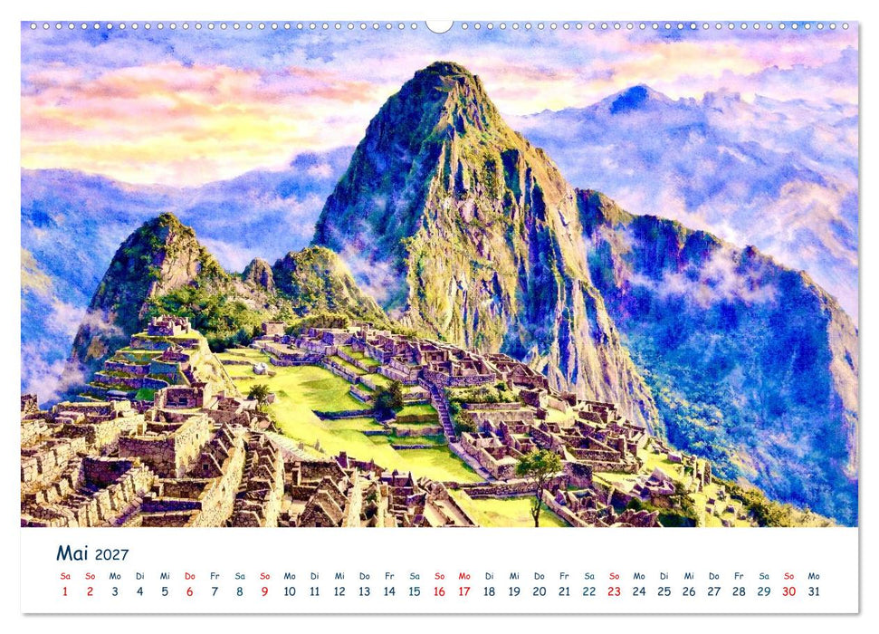 Reiseträume Traumreisen. Die schönsten Reiseziele der Welt in Watercolor (CALVENDO Wandkalender 2027)
