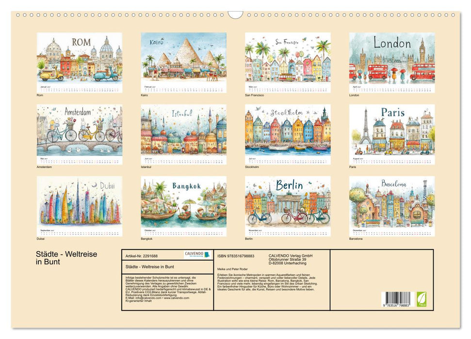 Städte - Weltreise in Bunt (CALVENDO Wandkalender 2027)