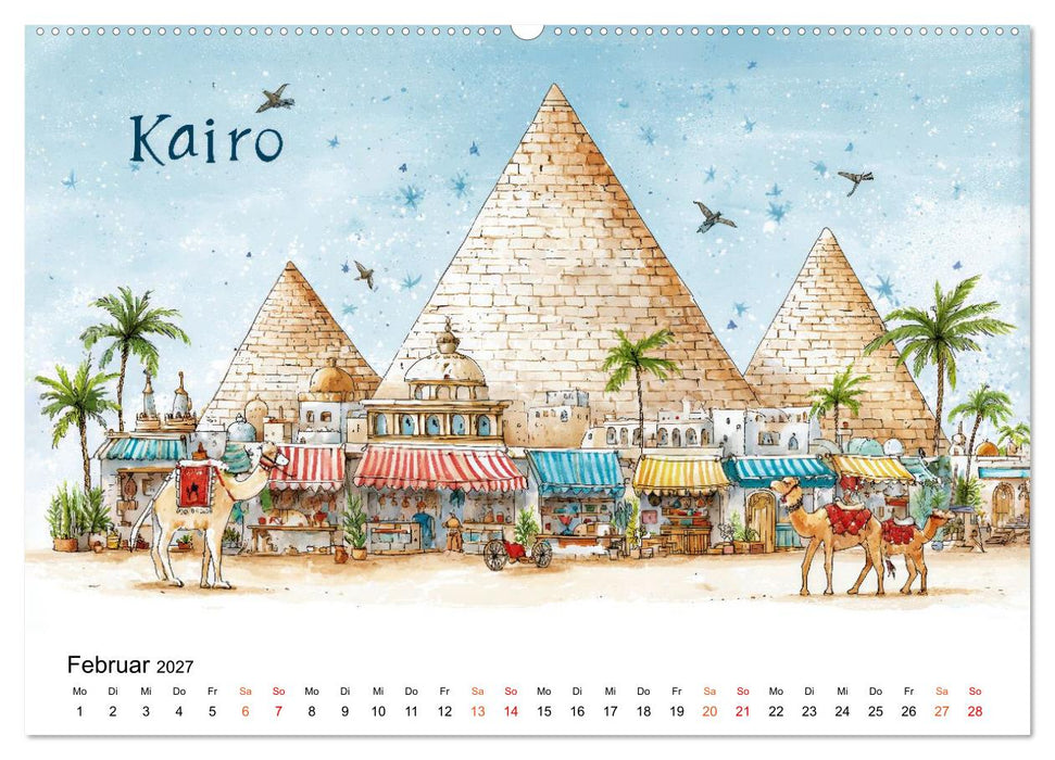 Städte - Weltreise in Bunt (CALVENDO Premium Wandkalender 2027)