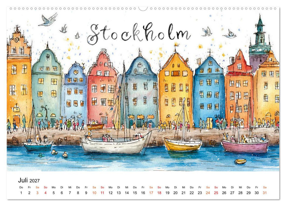 Städte - Weltreise in Bunt (CALVENDO Premium Wandkalender 2027)