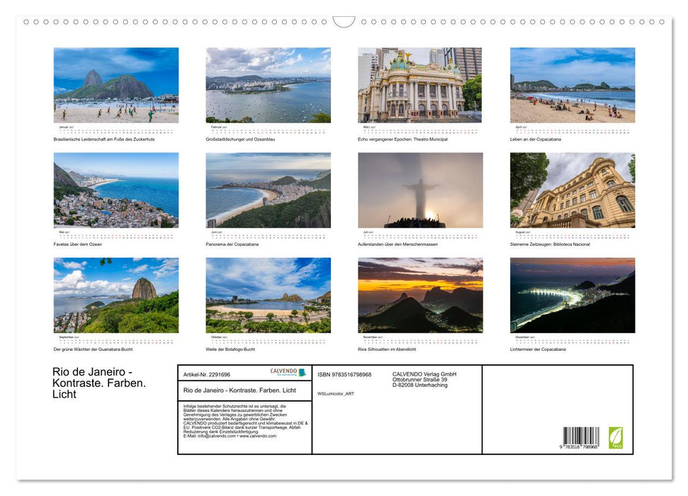 Rio de Janeiro - Kontraste. Farben. Licht (CALVENDO Wandkalender 2027)