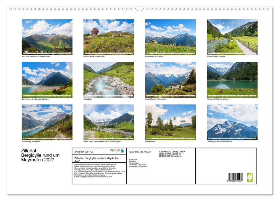 Zillertal - Bergidylle rund um Mayrhofen 2027 (CALVENDO Wandkalender 2027)