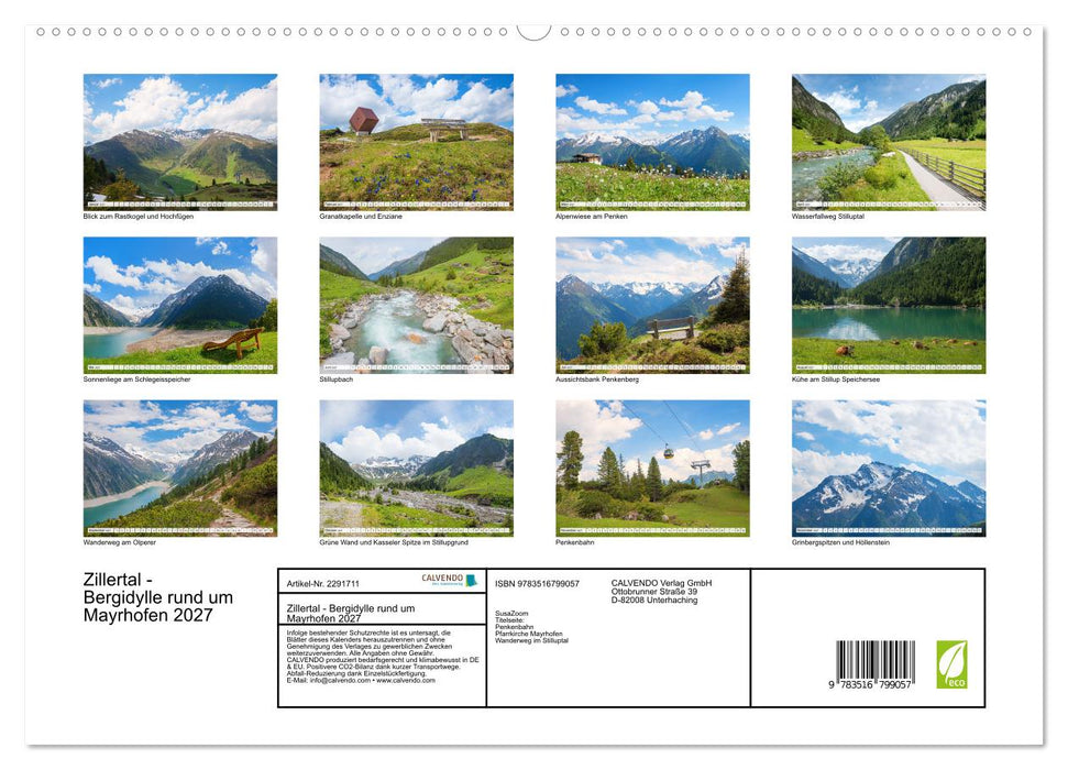 Zillertal - Bergidylle rund um Mayrhofen 2027 (CALVENDO Premium Wandkalender 2027)