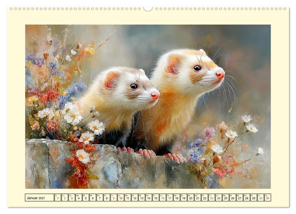 Frettchen. Kleine Wusel im Cottage-Garten (CALVENDO Wandkalender 2027)