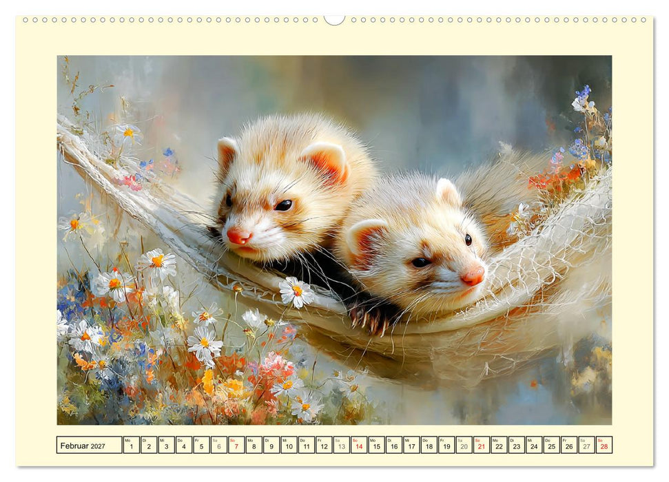 Frettchen. Kleine Wusel im Cottage-Garten (CALVENDO Wandkalender 2027)