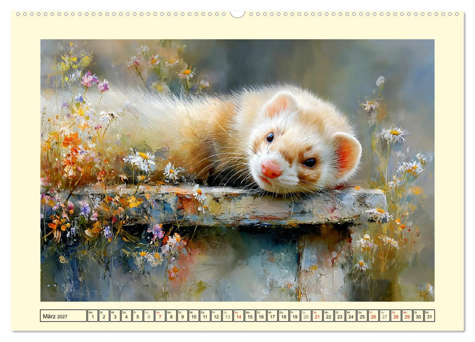 Frettchen. Kleine Wusel im Cottage-Garten (CALVENDO Premium Wandkalender 2027)