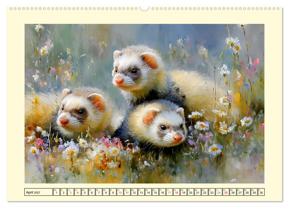 Frettchen. Kleine Wusel im Cottage-Garten (CALVENDO Premium Wandkalender 2027)