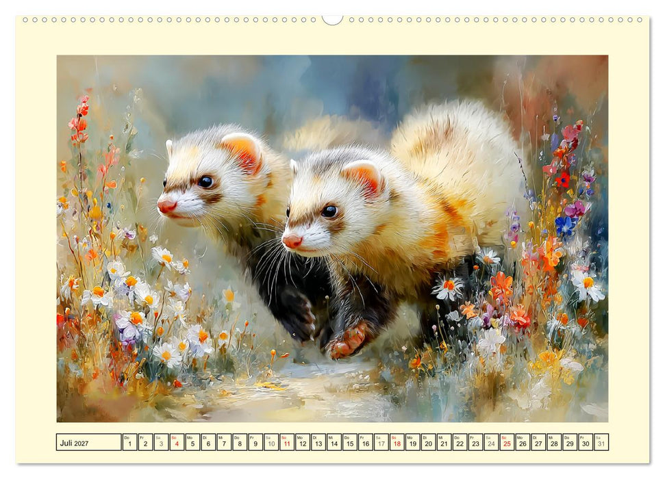 Frettchen. Kleine Wusel im Cottage-Garten (CALVENDO Premium Wandkalender 2027)