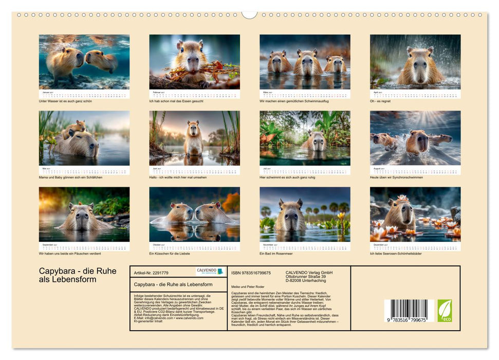 Capybara - die Ruhe als Lebensform (CALVENDO Premium Wandkalender 2027)