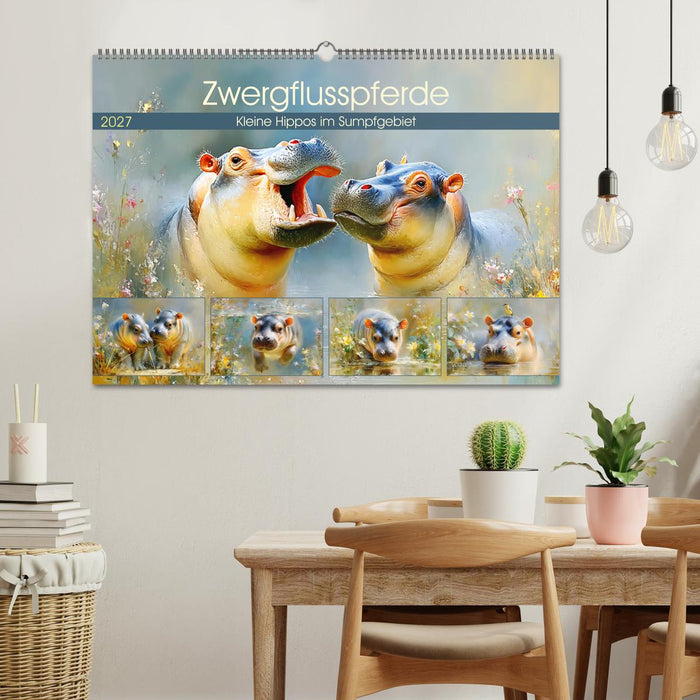 Zwergflusspferde. Kleine Hippos im Sumpfgebiet (CALVENDO Wandkalender 2027)
